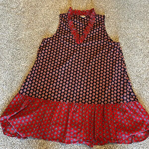 Women’s J Crew Sundress Size Medium Red & Navy Blue Like New!